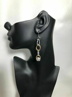 Jeff Lieb Handmade Gold and Silver Chain Drop Earrings