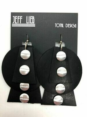 Jeff Lieb Black Rubber Silver Nail Head Earring