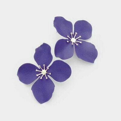 Purple and Gold Bloom Flower Earrings