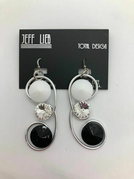 Jeff Lieb Black White Swarovski Crystal Earring