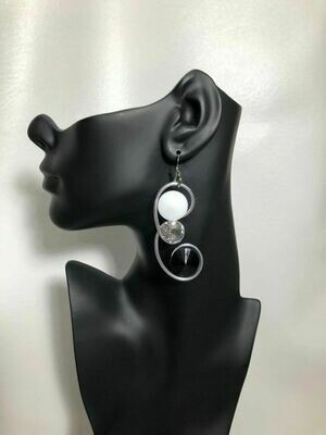 Jeff Lieb Black White Swarovski Crystal Earring