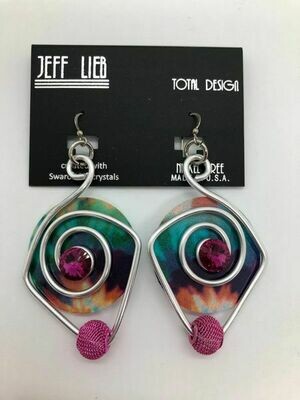 Jeff Lieb Silver Drop Earring Fuchsia Swarovski