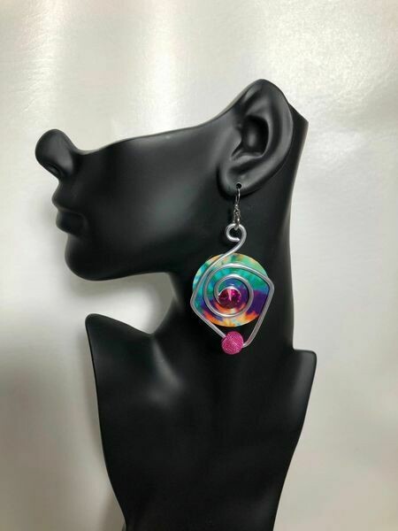 Jeff Lieb Silver Drop Earring Fuchsia Swarovski