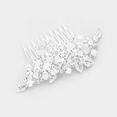 Breathtaking Silver with Clear Austrian Crystals Hair Comb