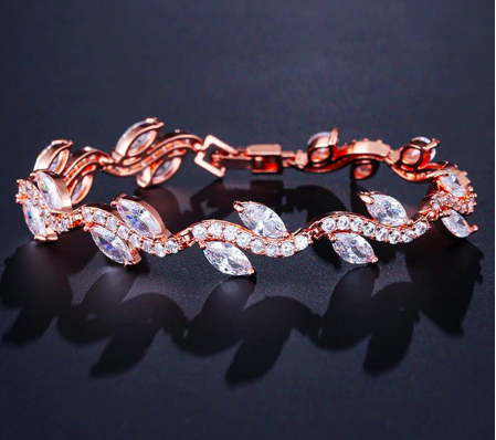 Rhodium Plated Cubic Zirconia Marquise Bracelet