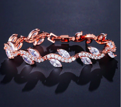 Rhodium Plated Cubic Zirconia Marquise Bracelet