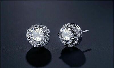 Rhodium Plated 8mm Cubic Zirconia Studs