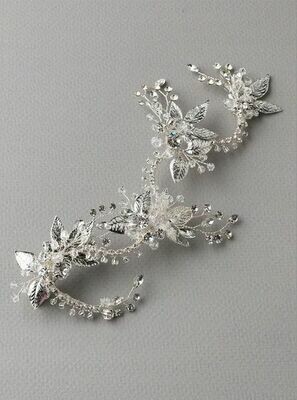Spectacular Silver Crystal Floral Vine Hair Clip