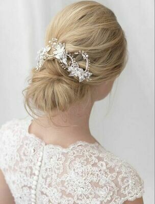 Spectacular Silver Crystal Floral Vine Hair Clip