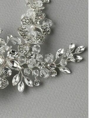 Silver Swarovski Crystal Floral Clip