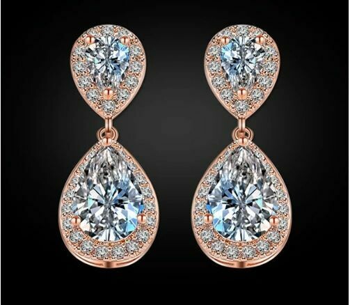 Double Drop Halo AAA CZ Earring