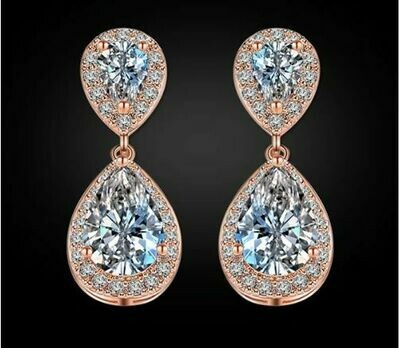 Double Drop Halo AAA CZ Earring