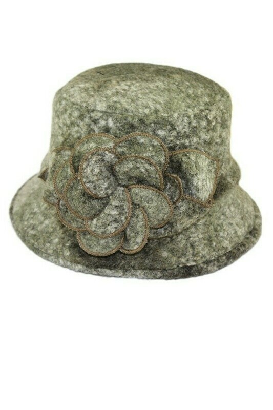 Boiled Wool Winter Floral Bucket Hat