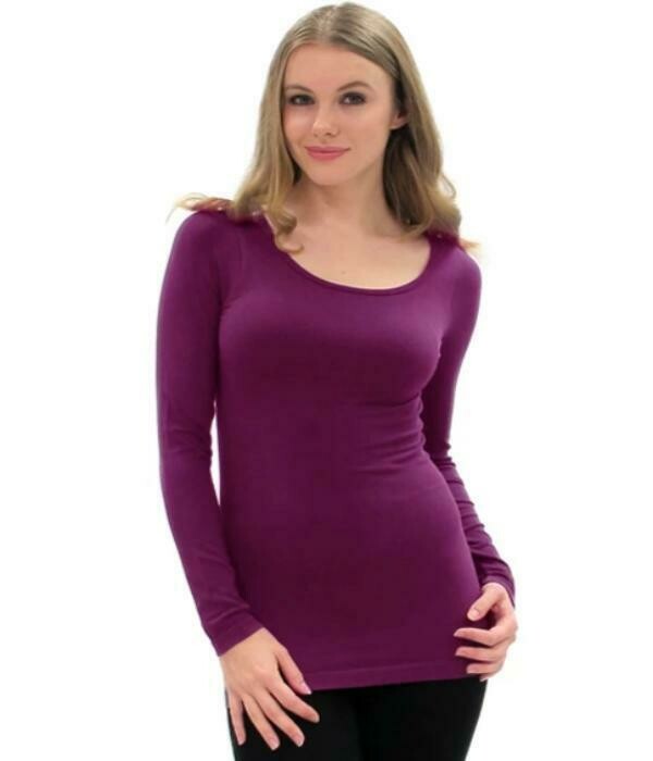 Solid Long Sleeve Top With Round Collar