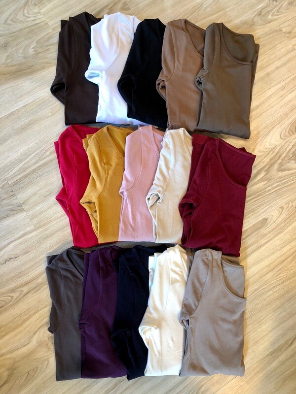 Solid Long Sleeve Top With Round Collar