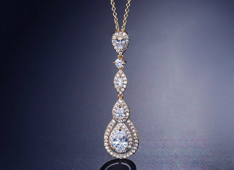 Spectacular Halo Multiple Drop Pendant Necklace