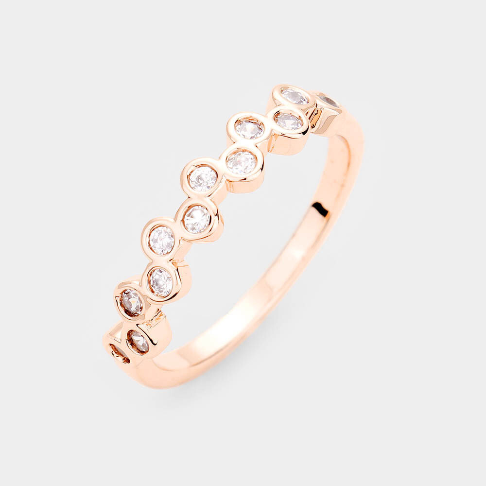 Gold Plated Round Bubble CZ Ring