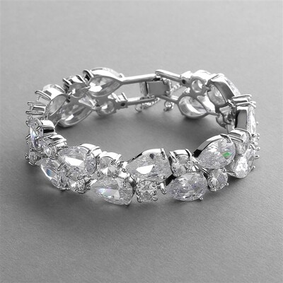 Bold AAA Cubic Zirconia Silver Statement Bracelet