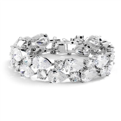 Bold AAA Cubic Zirconia Silver Statement Bracelet