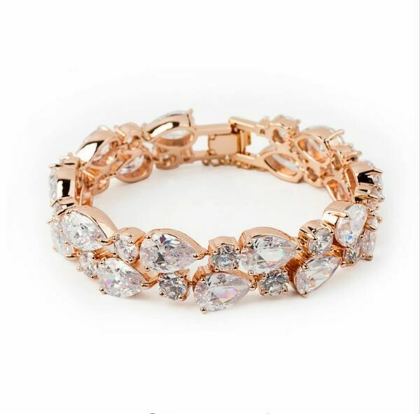 Bold Cubic Zirconia Rose Gold Statement Bracelet