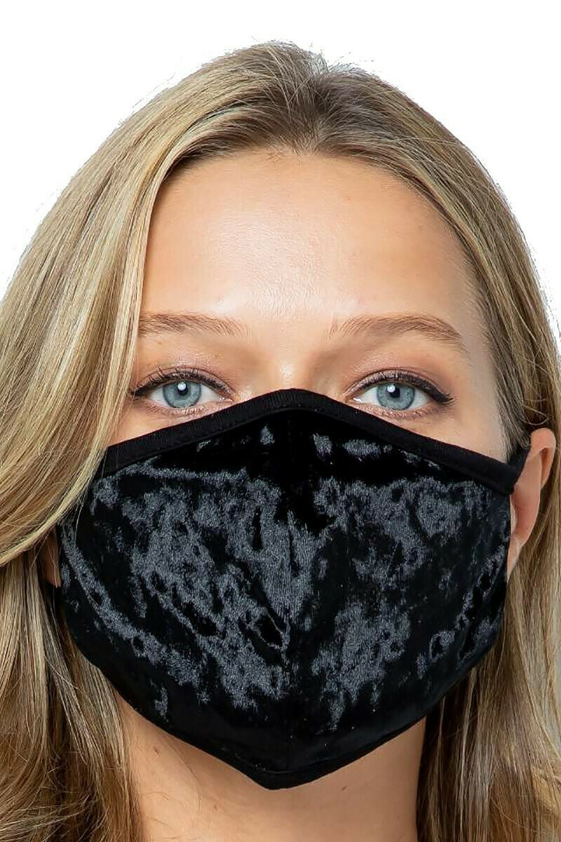 Velvet Fashion Face Masks, COLOR: Black