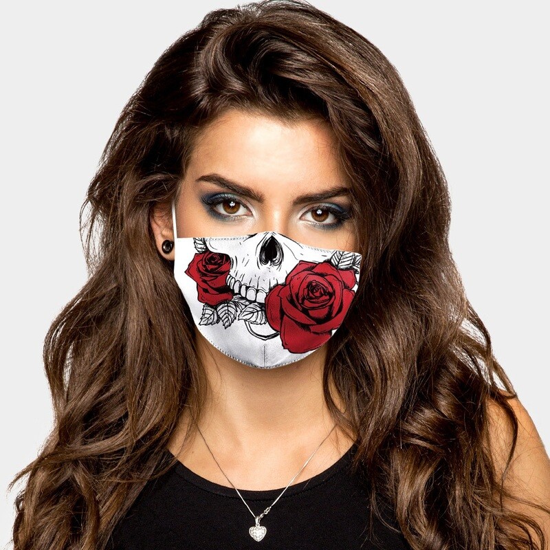 Skull Rose Print Cotton Fashion Mask