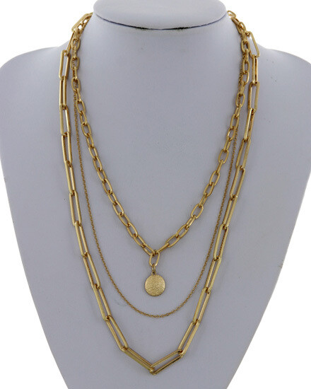 Designer Look Link Multi Strand Necklace, COLOR: Gold