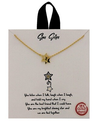 Gold Dipped Star Sister Message Necklace Gold Dipped Star Sister Message Necklace