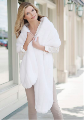 White Mink Faux Fur Stole
