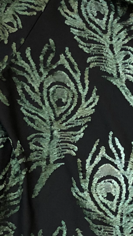 Black Cowl Neck Emerald Green Raised Print Top