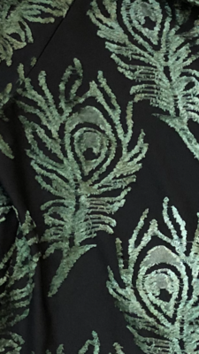 Black Cowl Neck Emerald Green Raised Print Top