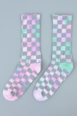 Plaid Pattern Tie Dyed Fashion Socks