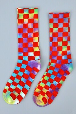 Plaid Pattern Tie Dyed Fashion Socks