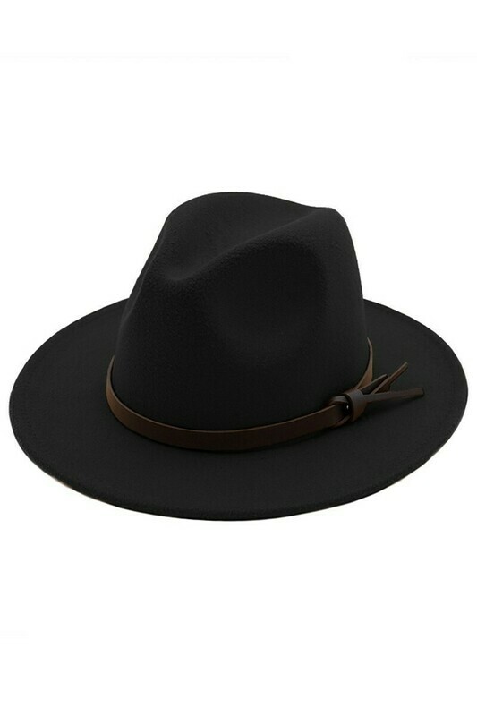 Fabric Faux Leather Accented Panama Hat