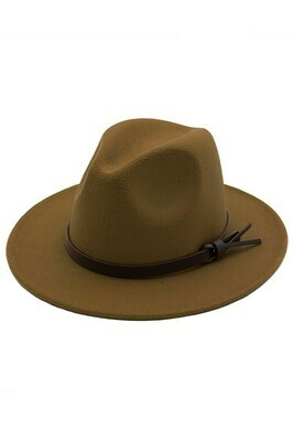 Fabric Faux Leather Accented Panama Hat