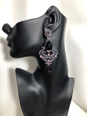 Shades of Purple Crystal Large Chandelier Earrings