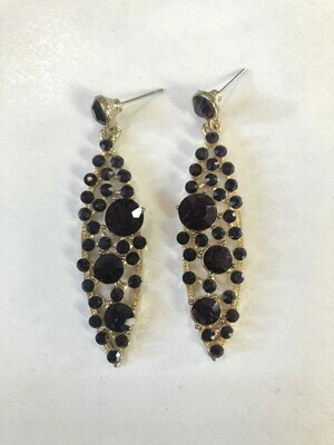 Vintage Gold Purple Crystal Bubble Earrings