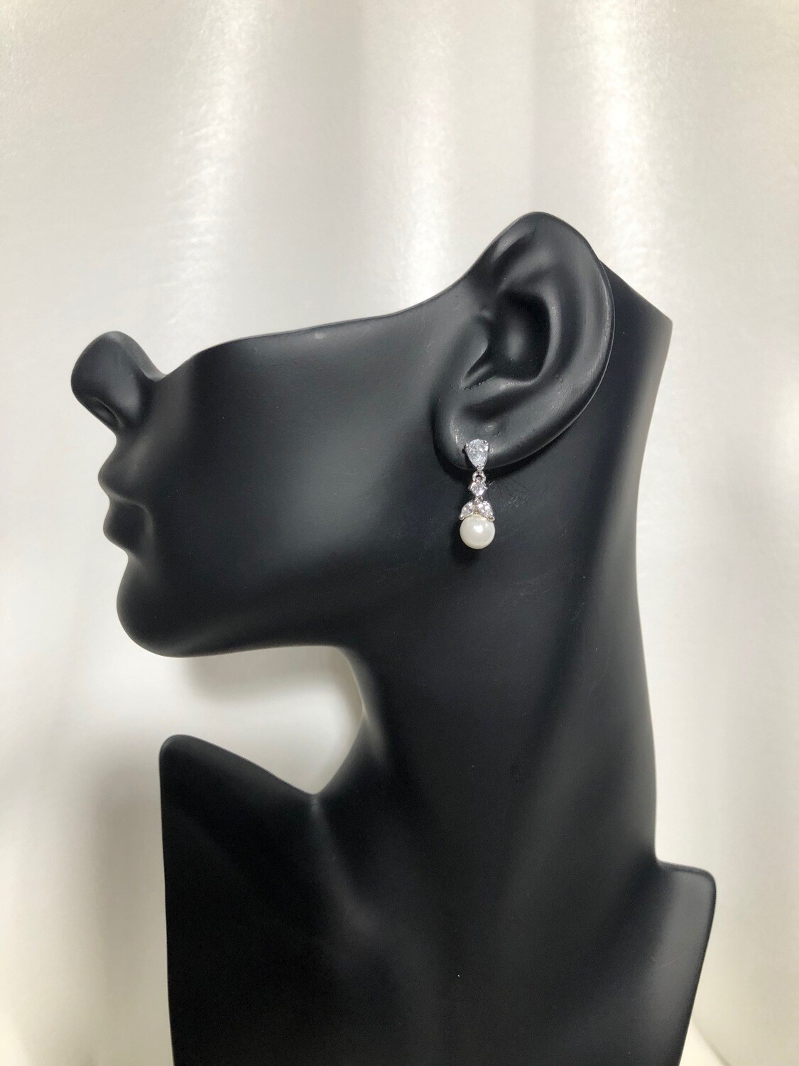 Delicate Pearl Drop CZ Earring