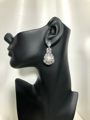 Spectacular Margaret Pearl CZ Earrings