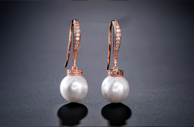 Delicate Pave Bar Pearl Drop Earring