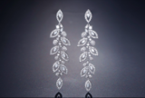 Pave Cubic Zirconia Leaf Drop Formal Earring