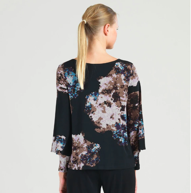 Mosaic Print Peekaboo Cuff Sleeve