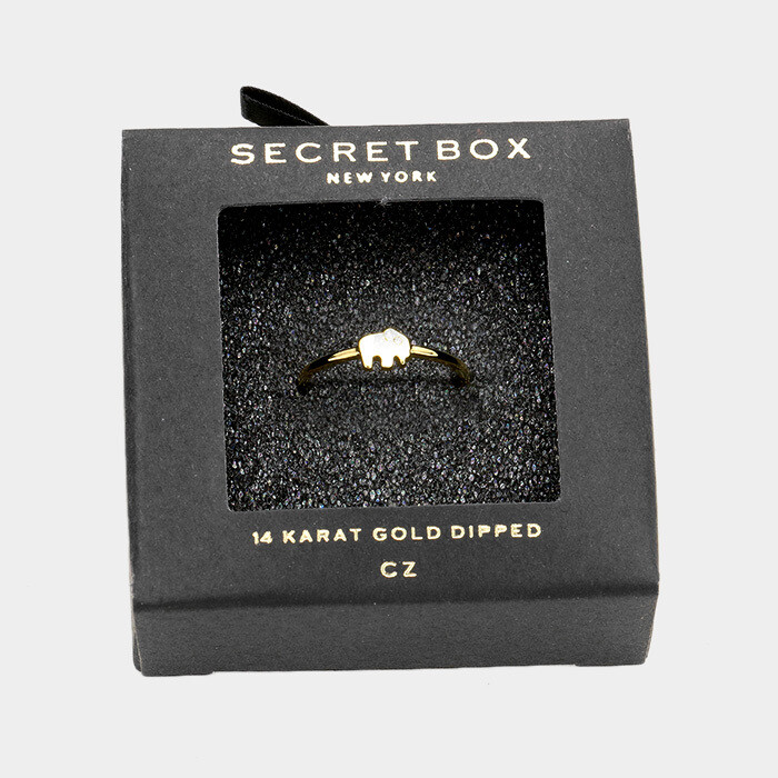 14K Gold Dipped CZ Elephant Ring
