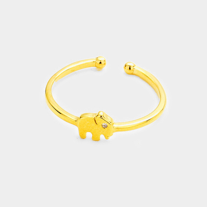 14K Gold Dipped CZ Elephant Ring