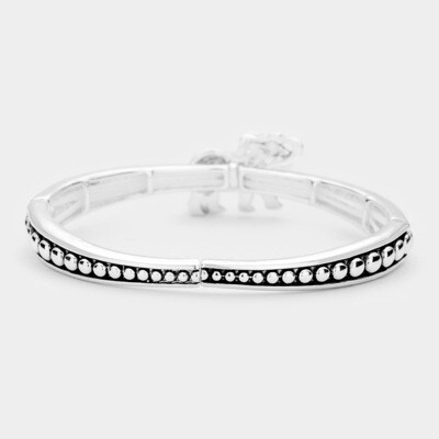 Antique Silver Metal Elephant Stretch Bracelet