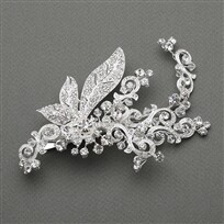 Slv Plated Art Nouveau Crystal Bridal Hair Clip
