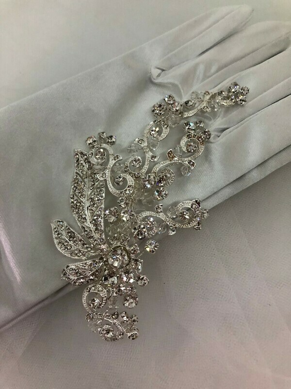 Slv Plated Art Nouveau Crystal Bridal Hair Clip