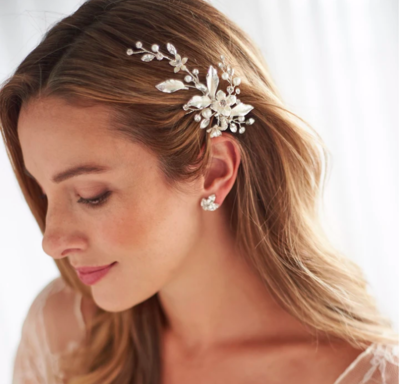 Petite Pearl & Floral Wedding Clip