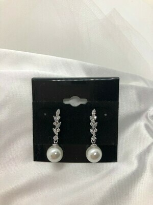 Cascading CZ Pearl Bridal Earring