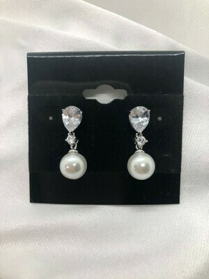 CZ Pear Drop Pearl Earring